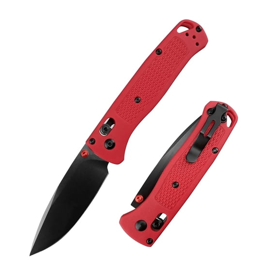 EDC Folding Pocket Knife, 8Cr13Mov Steel Blade, Nylon Glass Fiber Handle with Belt Clip, Suitable for Camping, Hiking and Kitchen Fruit Cutting (Black Blade)