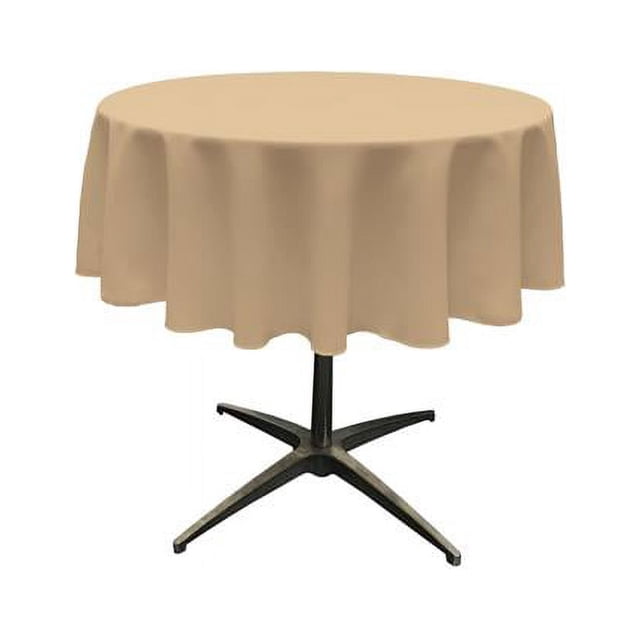 TCpop58R-KhakiP03 LA Linen Nappe en Popeline de Polyester, Kaki - 58 Po. Ronde