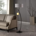 thumbnail image 5 of 59" Matte Black Dual Arc Floor Lamp With White Drum Shade, 5 of 8