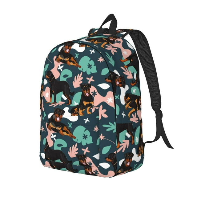 Vsdgher Rottweiler Print Canvas Backpack Travel Rucksack Unisex Knapsack 15.7/17.7Inch Laptop Backpack for Work,College-Small