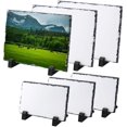 thumbnail image 1 of JAPCHET 6 Pack Sublimation Slate Blanks, 2 Size Heat Transfer Rectangular Sublimation Photo Slate with Display Holder, Personalized Rock Slate Photo Plaque for Desktop Souvenir DIY Pers, 1 of 7