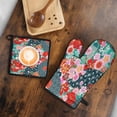 thumbnail image 5 of Pioneer Flower Floral Print Pattern Kitchen Oven Mitt and Pot Holder Sets 2 Pcs for Baking, Cooking and Grilling, Heat Resistant Up To 392 °F, 5 of 7