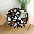 thumbnail image 2 of Halloween Tablecloth Round 70 Inch, Orange and Black Ghost Pumpkin Tablecloths Tablecloths Polyester Holiday Table Cloth for Parties Kitchen Dining Indoor Outdoor, 2 of 6