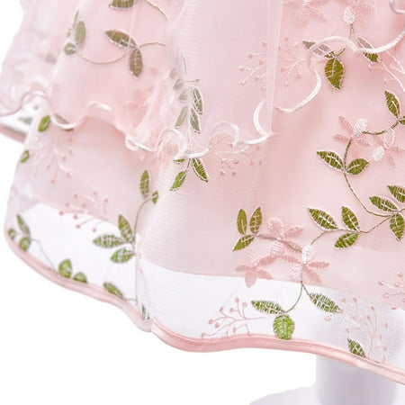 

PEASKJP Sequin Dress for Girls Girls Toddler Crew Neck Dresses Tulle Sundress Bowknot Floral Prints Pageant Dress Pink 2-3 Years