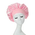 thumbnail image 4 of Gorro de satén sedoso con banda elástica para mujer, gorro para dormir, gorro para el cuidado del cabello, gorro de noche, gorro de baño satinado, 1 Uds., 4 of 5