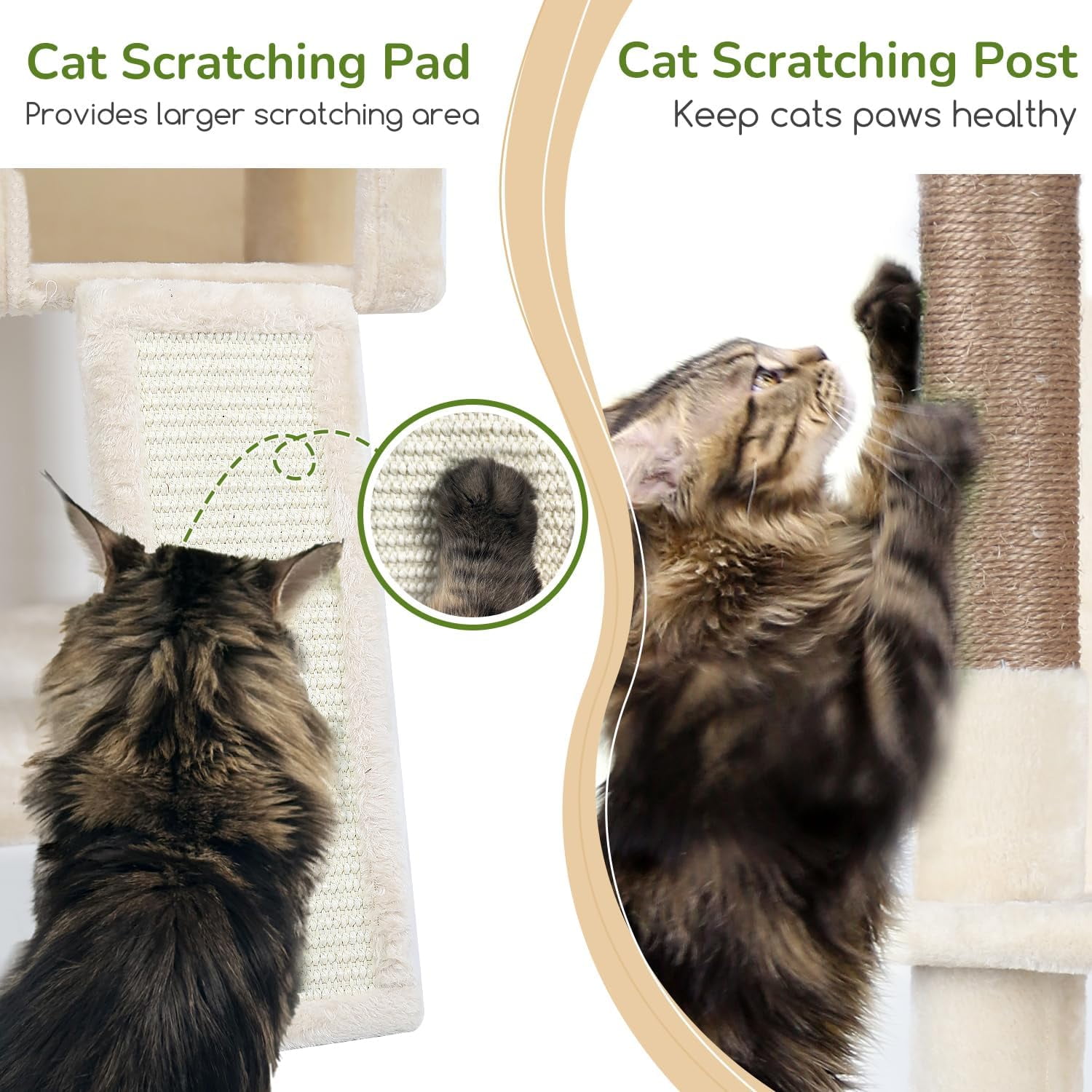 F70 Pro Cat Tree - 70" Tall, Removable Perch, Sisal Scratching Posts, Light Grey Heavy Duty Cat Tower for Large Cats