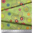thumbnail image 3 of Soimoi Tissu Crêpe Polyester Vert Imprimé Insectes & Floral 1 Yard 42 Pouces de Large, 3 of 3