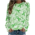 thumbnail image 2 of Économies d'Été Liquidation Hauts Femmes 2023 Blouses Mignonnes T-Shirt Chandail Mode Décontracté Manches Longues Col Rond Imprimé Chandail en Molleton Dames Hauts Blouse, 2 of 4