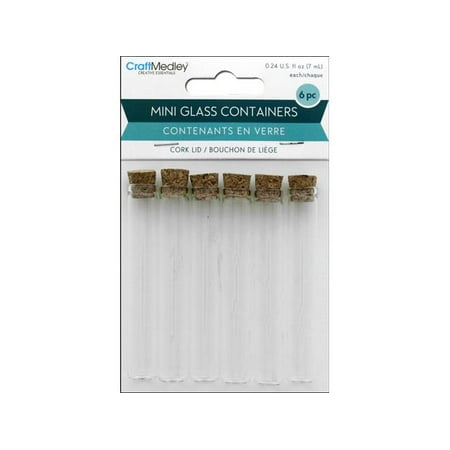 Pre Assembled Vial - Multicraft Glass Vial Mini W/Cork Lid .24oz 6pc