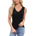 thumbnail image 2 of Womens Summer Casual V Neck Sleeveless Workout Tank Tops Black M, 2 of 9
