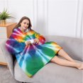thumbnail image 5 of Oversized Wearable Blanket Hoodie,Colorful Rainbow Tie Dye Spiral Pattern Sherpa Blanket Hoodie with Super Pockets,Super Warm Fuzzy Pullover for Women & Men, 5 of 6