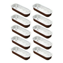 10Pcs Square Aluminum Baking Cake Pans,Heavy Duty Aluminum Leftover Containers,Foil Pie Tin Tart Pans,Disposable Baking Cups Dessert Cups for Wedding Birthday Party, 5.78”x1.85”(Brown)