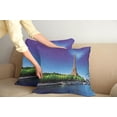 thumbnail image 3 of Ambesonne Eiffel Tower Throw Pillow Cover 2 Pack, Eiffel at Sunrise, 18", Navy Blue Green Cream, 3 of 6