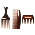 thumbnail image 2 of HLONK Detangling Afro Hair Comb Set  3Pcs Brown Wide Comb for Thick Thin Curly Hair, 2 of 7
