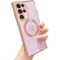 thumbnail image 7 of Love Heart Solid Color Plating  [Compatible with MagSafe Wireless Charging] TPU Case Compatible with Samsung Galaxy Case (Galaxy S21 FE,Pink), 7 of 7