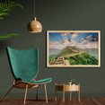 thumbnail image 2 of China Wall Art with Frame, Oriental Medieval Blockade on High Lands Old Wonders the Past Picture, Printed Fabric Poster for Bathroom Living Room, 35" x 23", Blue Green, by Ambesonne, 2 of 2