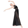 thumbnail image 6 of IBTOM CASTLE Women Lyrical Dance Dress Lace Sleeveless Leotard Sheer Flowy Long Wrap Skirt 2pcs Outfit XS Black, 6 of 8