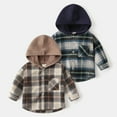 thumbnail image 3 of Emy Dola Boys Casual Flannel Plaid Hoodies Spring Button Down Shirts Long Sleeve Jacket Coats with Pocket, 3 of 8