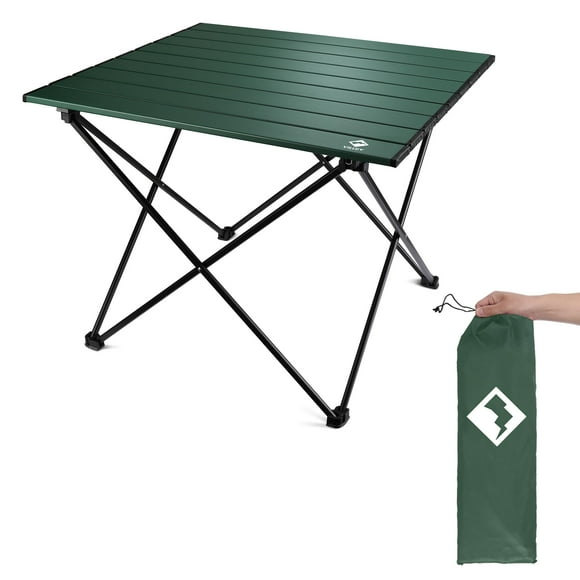 VILLEY Mesa Auxiliar Portátil para Acampar, Mesa de Playa Plegable de Aluminio Ultraligera con Bolsa de Transporte para Cocinar al Aire Libre, Picnic, Campamento, Barco, Viajes - Verde