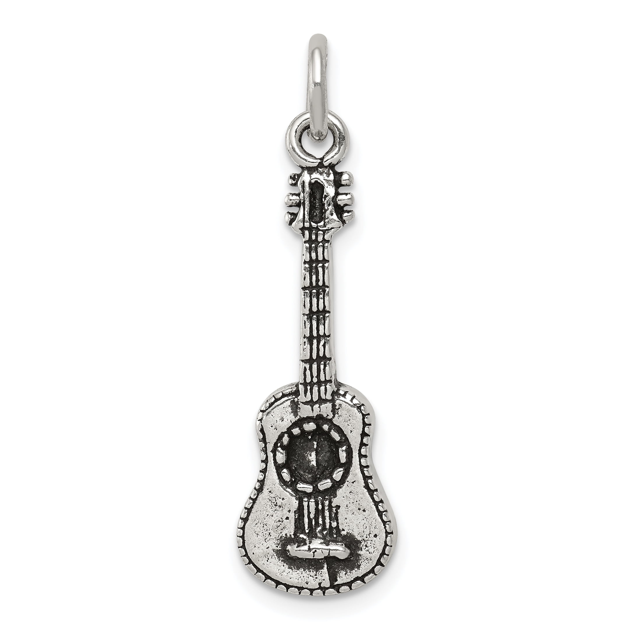 925 Sterling Silver 3D Electric Guitar Charm 