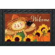 Happy Scarecrow Fall Doormat Sunflowers Autumn Indoor / Outdoor 18" x 30"
