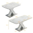thumbnail image 6 of DreamBuck Modern Square Dining Table, Stretchable, Printed White Marble Table Top + MDF X-Shape Table Leg with Metal Base, 6 of 7