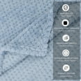thumbnail image 6 of PiccoCasa Luxury Fleece Bed Blanket Woven Mesh Smoked Blue 66"x90", 6 of 8