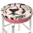 thumbnail image 3 of Balery Pink Cheetah Art Round Bar Stool Seat Covers Velvet Fabric Adjustable Protects from Scratches and Stains for 14-17 Inch Chair-14 inch, 3 of 7