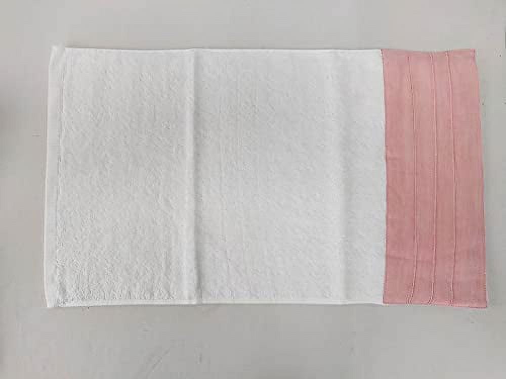 Fennco Styles Two Tone Terry Cotton Towels with Linen Border 12x20 Inch Guest Towels, Set of 4 – Rose Modern Hand Towels for Bathroom Décor, Bar Accessories, Wedding Gifts
