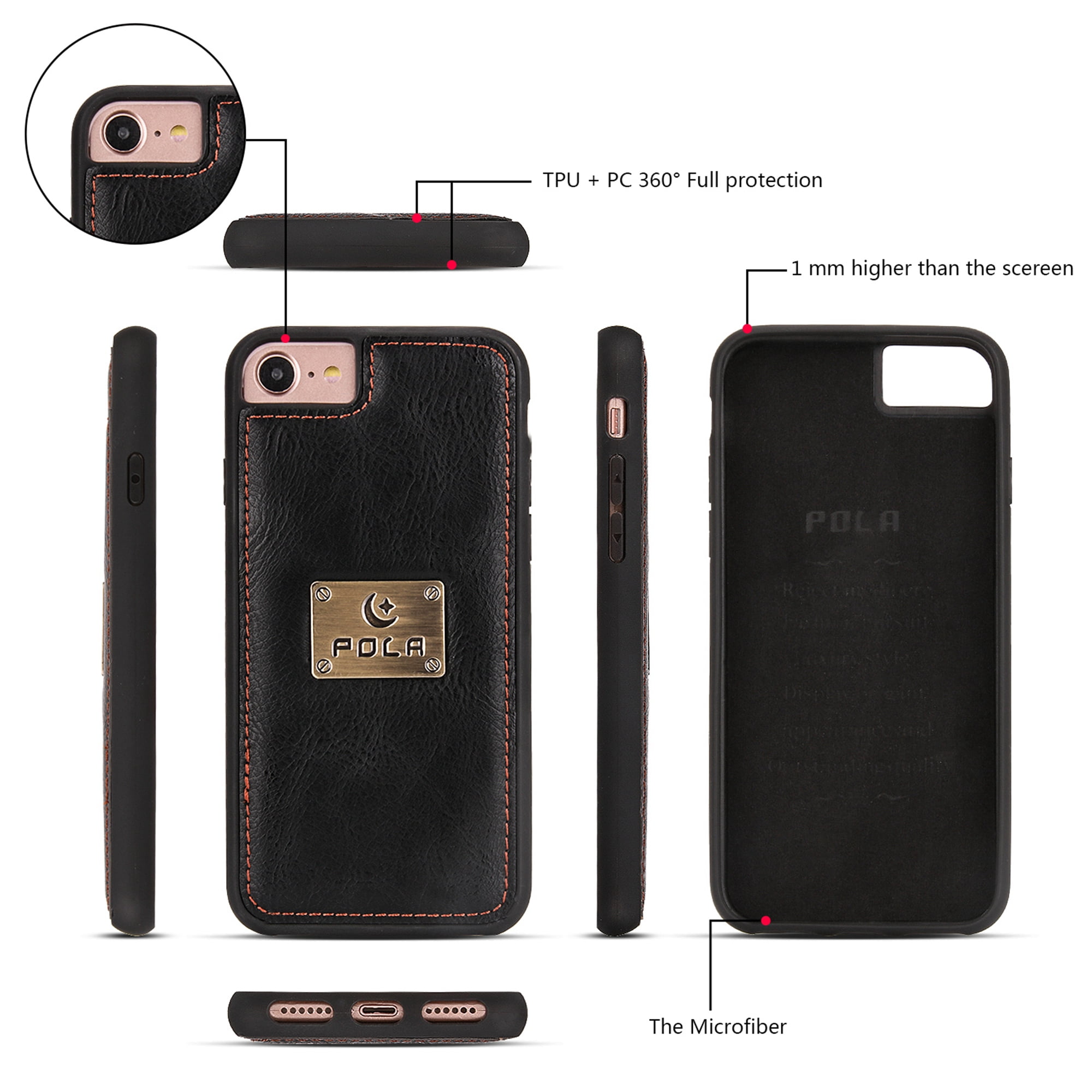 iPhone 8 Wallet Detachable Case, iPhone 7 Case, Dteck [wrist band & metal buckle & 14 Card Slots] Zipper Purse Phone Case Multi-function Folio Flip Weave PU Leather Removable Magnetic Back Cover,Black