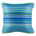 thumbnail image 3 of Fab Habitat Outdoor Premium Recycled Plastic Pillow - Waterproof, Fade Resistant - Striped - Patio, Porch, Deck, Balcony - Cancun - Turquoise & Moss Green - 16.5" x 16.5", 3 of 9