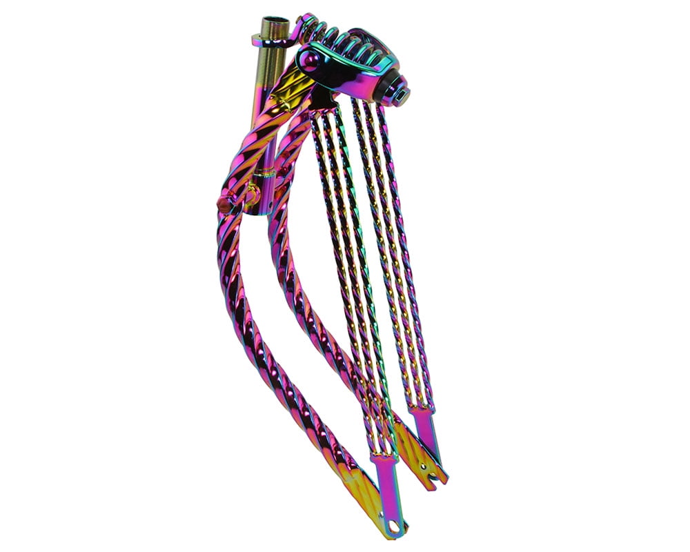 Bike 20 Lowrider Bent Triple Square Twisted Spring Fork 1 Inch Oil Slick.