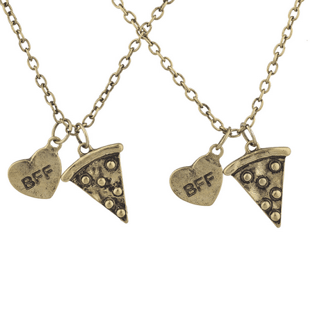 Lux Accessories Gold Pizza Emoji BFF Best Friends Forever BFF Necklace for