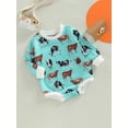 thumbnail image 3 of Genuiskids Newborn Baby Boy Girl Western Clothes Infant Long Sleeve Cow Letter Romper Bodysuit One Piece Outfits, 3 of 8
