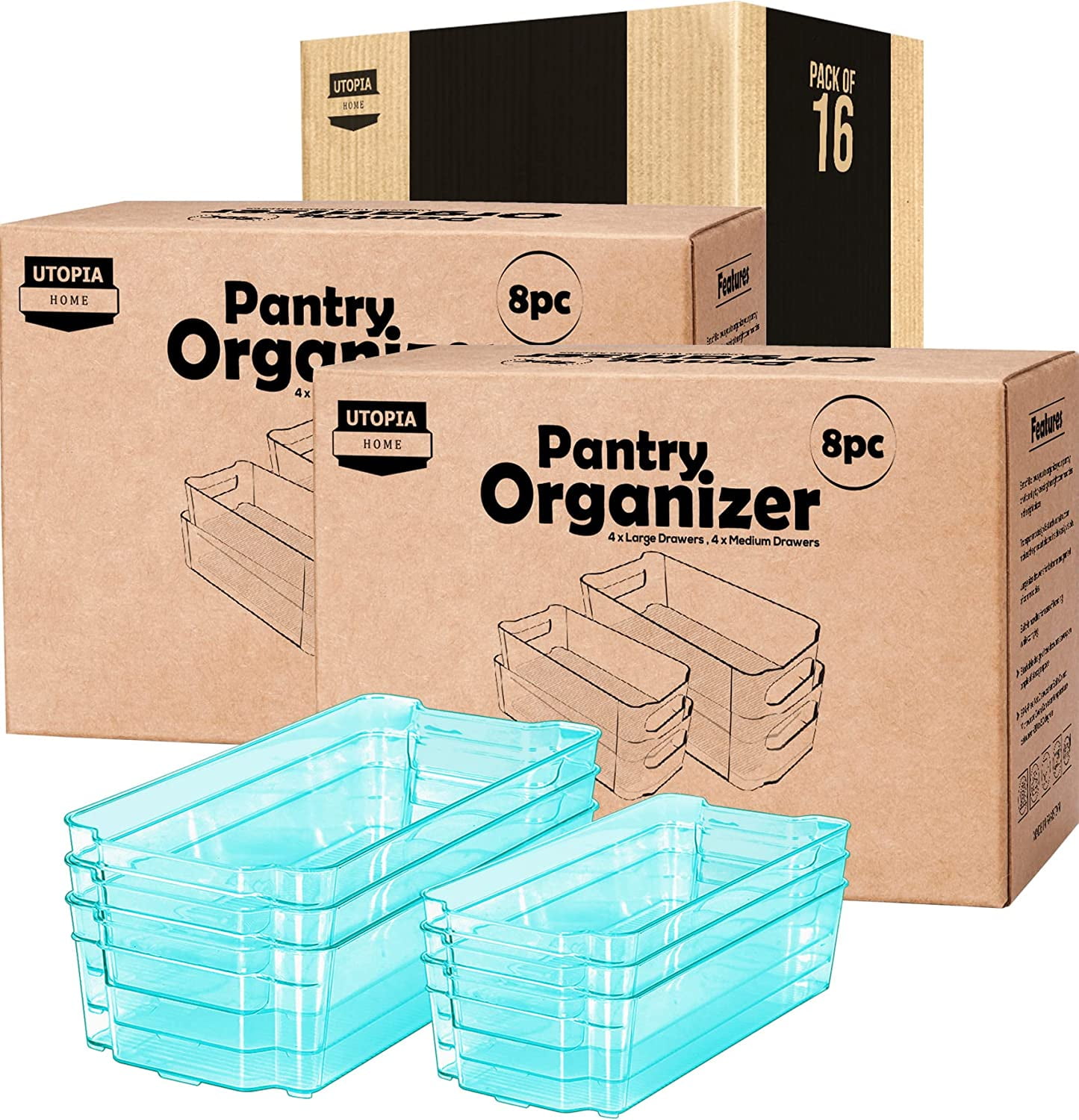 Home Pantry Organization and Storage Set of 8 Refrigerator Organizer