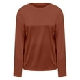 thumbnail image 6 of Long Sleeve Tee Shirts for Women Extra Large Tshirt Oversized Crewneck Basic Loose Top Casual FallBrick Red L, 6 of 6