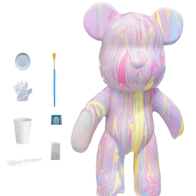 Kit de pintura DIY de estatua de oso de vinilo, adorno de escritorio para oficina en casa, regalos artesanales