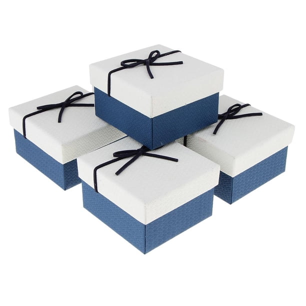 Paquete de 5 caj papel para joyas, cuerda con nudo y almohada negra Blanco azul Hugo Almacenamiento de joyería con almohada