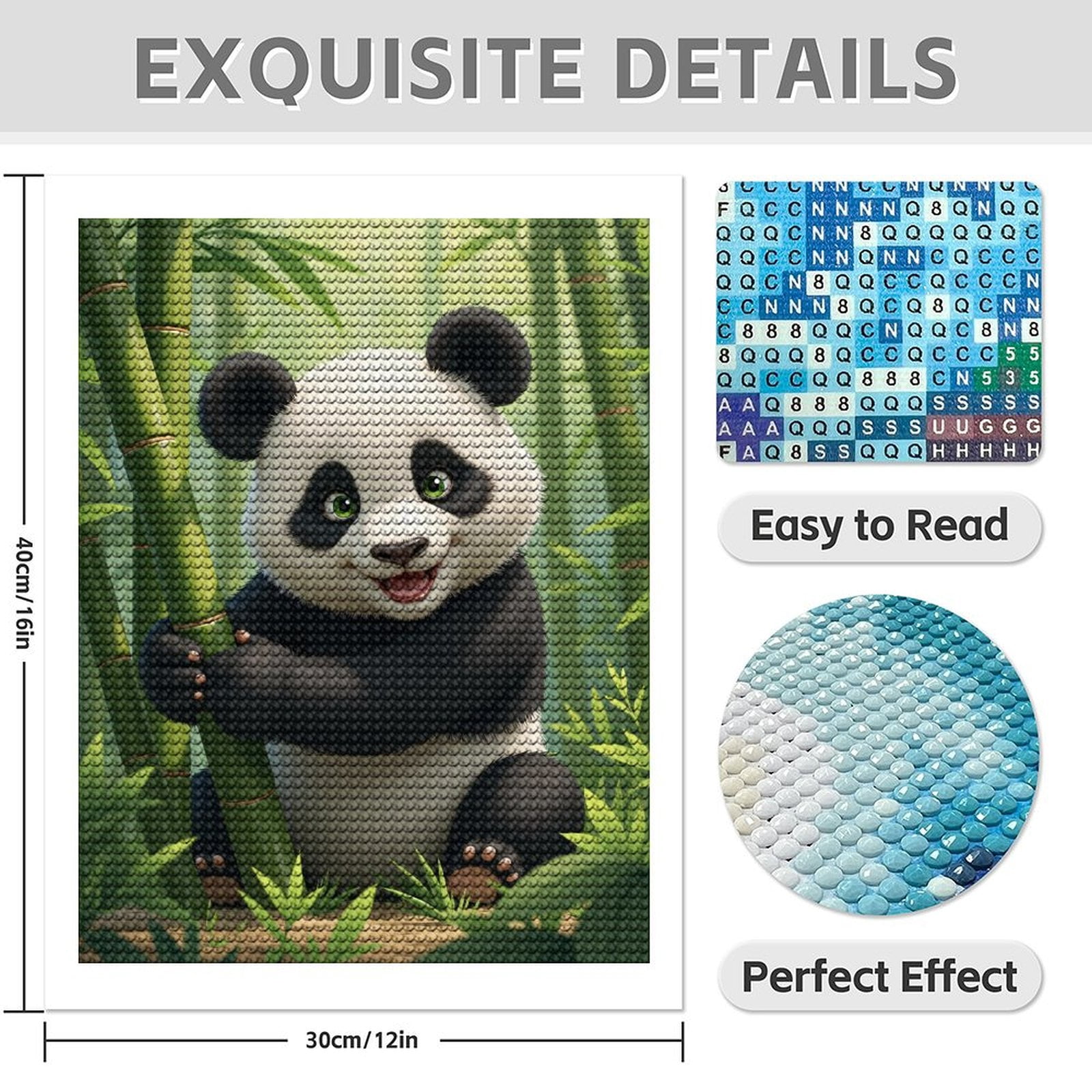 Diamond Art Kit for Adults, Cute Panda Forest Scene Diamond Painting for Adults Beginners, 5D DIY Diamond Art Painting Kits, Colorful Diamond Painting Craft for Home Decor 12x16