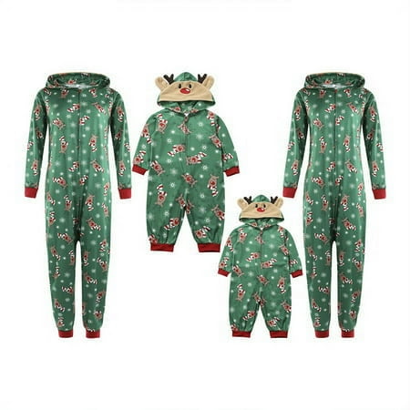 

Zukuco Christmas Family Matching Pajamas Long Sleeve Reindeer Printed One Piece Jammies Sleepwear Pjs for Women Men Kids Baby