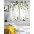 thumbnail image 3 of Sage Green Eucalyptus Leaves Sheer Curtains 72 Inch Length 2 Panels for Living Room, Spring Botanical Floral Voile Kitchen Curtain Set, Luxury Privacy Drapes Window Treatment for Bedroom, 3 of 7