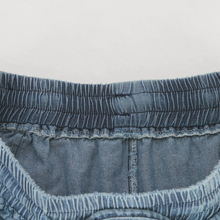 Leesechin Casual Denim Pants for Women's Drawstring Elastic Leesechin Casual Denim Pants for Women's Drawstring Elastic