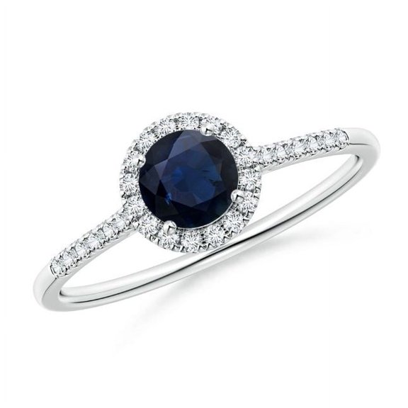 Round Shape Blue Sapphire CZ Diamond Cocktail Band Ring Women 925 Sterling Silver September Birthstone Engagement Anniversary Gift Gemstone Jewelry