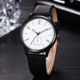thumbnail image 4 of Reloj de pulsera de cuarzo para hombre, informal, de moda, con correa de PU (negro), 4 of 5