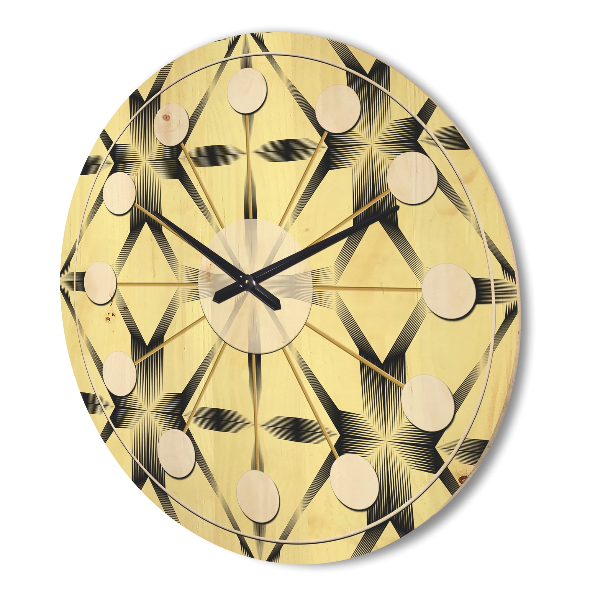 Designart 'Oriental Flower Pattern Ornament' Mid-Century Modern Wood Wall Clock