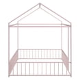 thumbnail image 6 of Tcbosik House Shaped Floor Bed with Fence, Full Size Metal Bed Frame, No Box Spring Needed, Pink, 6 of 7
