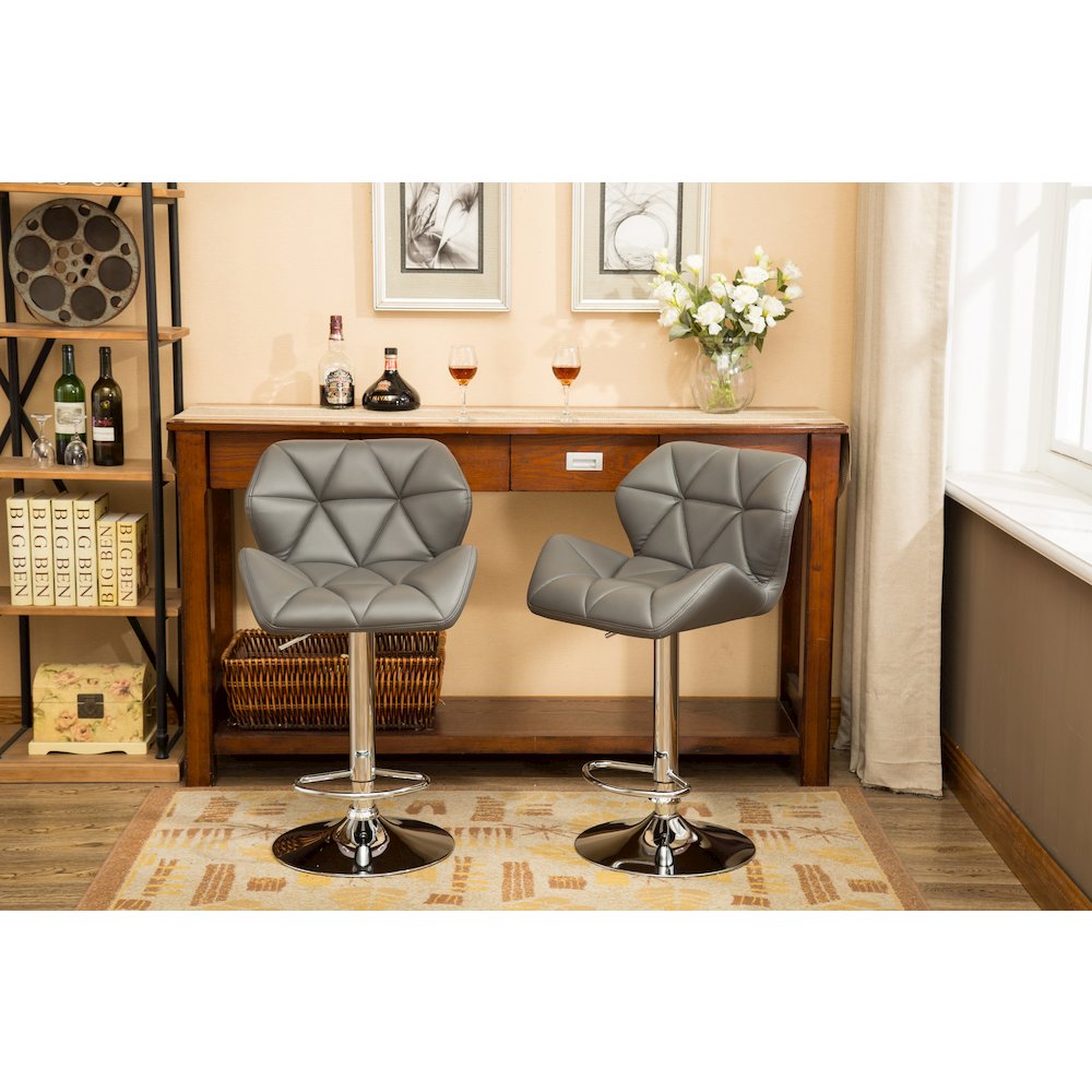 Roundhill Furniture Glasgow Contemporary Tufted Adjustable Height Hydraulic Bar Stools, Set of 2, Black