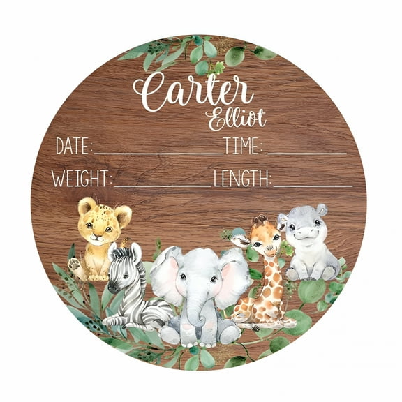LAMIRO Birth Announcement,baby name sign,baby announcement sign,Plaque Engraved Ornamental Cute Baby Name Reveal Sign Keepsake for Photo Props (Type D)