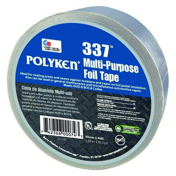 Polyken Foil Tape,1 7/8 in x 50 1/4 yd,Aluminum 337