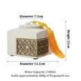 thumbnail image 2 of White square ceramic tea caddy, ceramic storage container, loose tea tin with yellow Chinese knot, for loose tea, coffee, spices,, 2 of 10